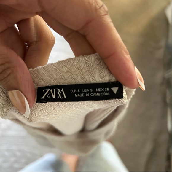Zara Cream Ribbed Knit Top - Picture 4 of 4